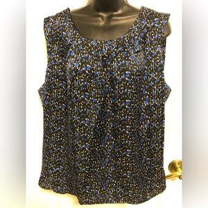 NWT Talbots  XL sleeveless top/shell. Black/royal blue white. Great with blazer.